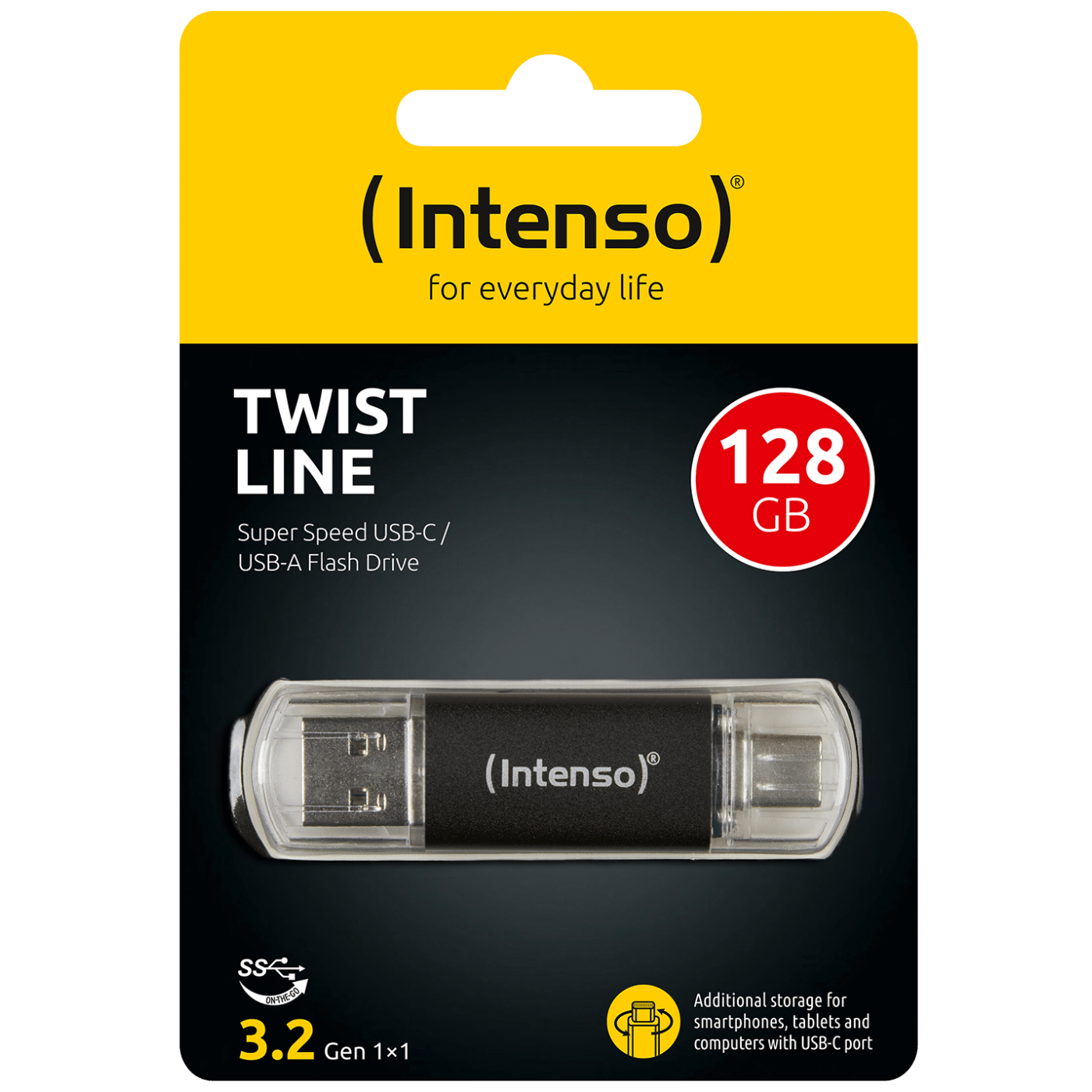 (Intenso) USB Flash drive 128GB, USB 3.2, USB-C, USB-A, Twist Line - USB3.2-128GB/Twist Line