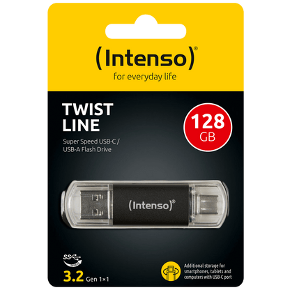 (Intenso) USB Flash drive 128GB, USB 3.2, USB-C, USB-A, Twist Line - USB3.2-128GB/Twist Line