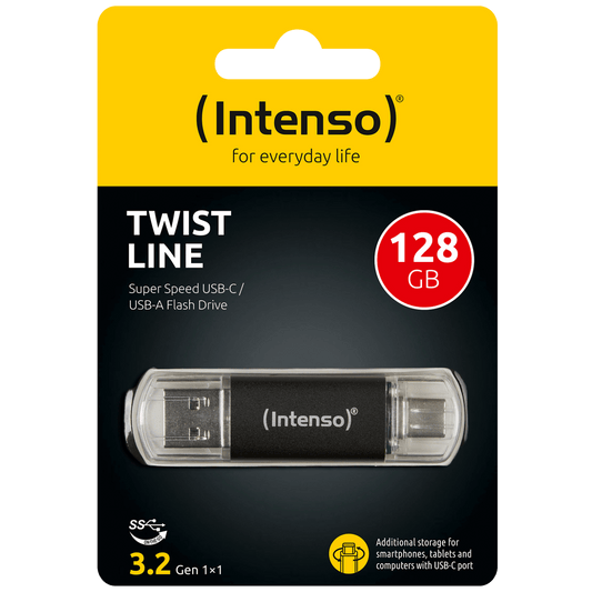 (Intenso) USB Flash drive 128GB, USB 3.2, USB-C, USB-A, Twist Line - USB3.2-128GB/Twist Line