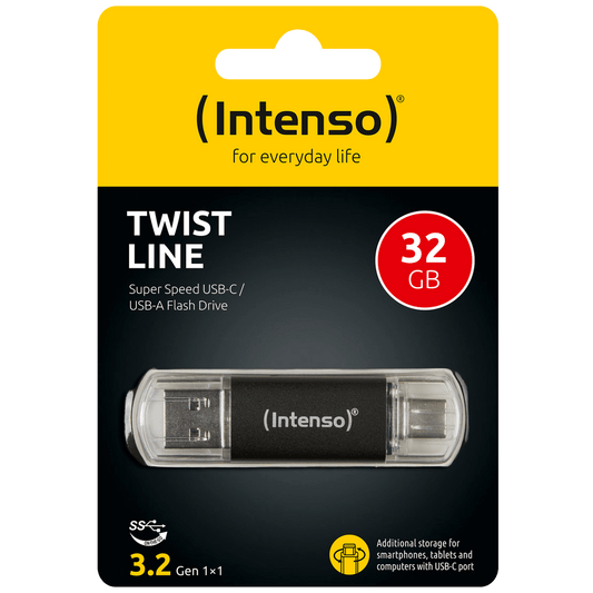 (Intenso) USB Flash drive 32GB, USB 3.2, USB-C, USB-A, Twist Line - USB3.2-32GB/Twist Line