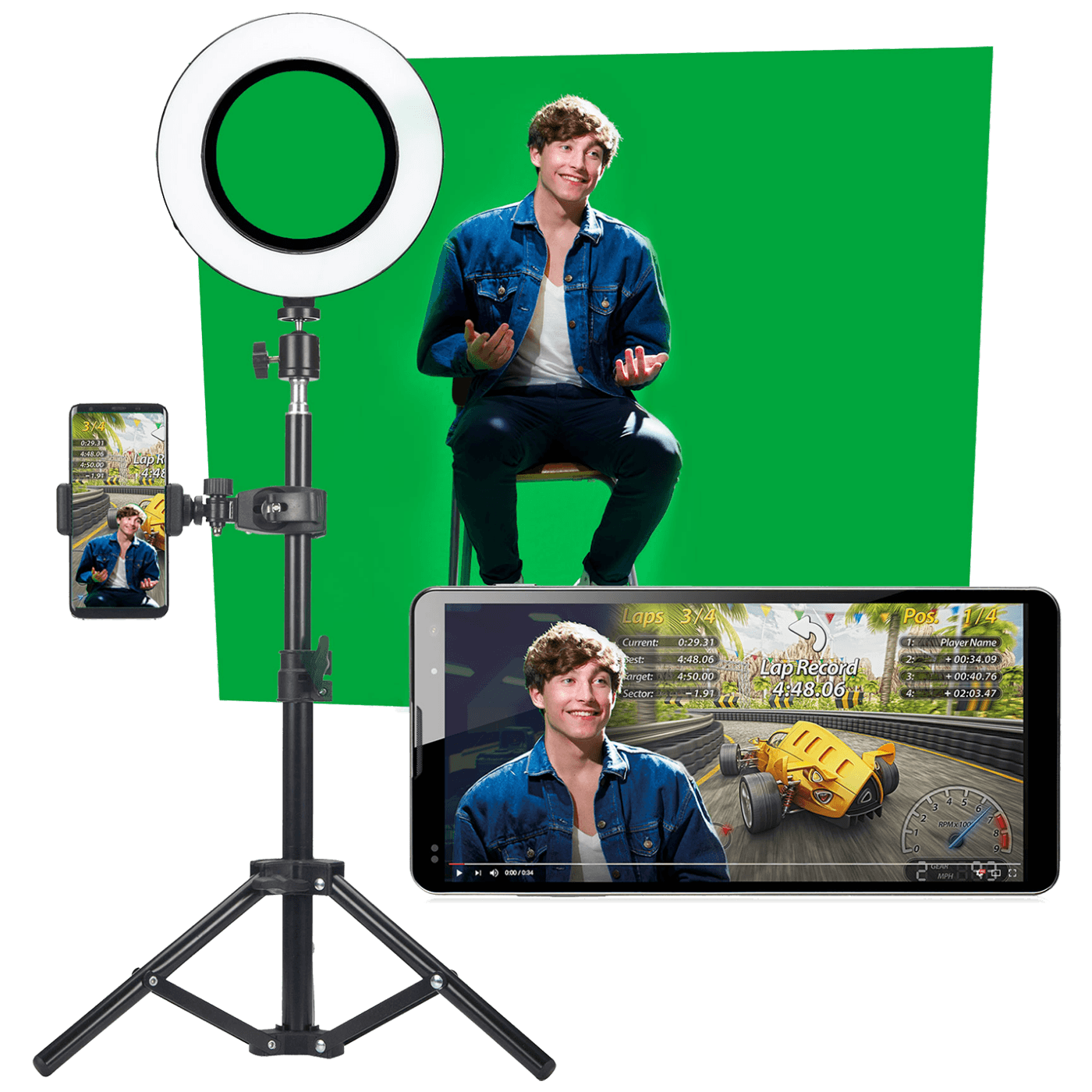 Easypix Photo studio, LED svjetlo, tripod, mikrofon, zelena pozadina - MyStudio Studio Kit