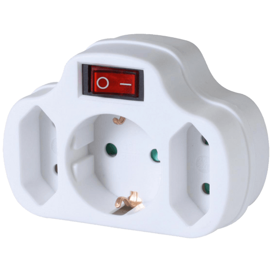 home Utičnica sa prekidačem, 1 x schuko + 2 x EURO - NVK 3/WH