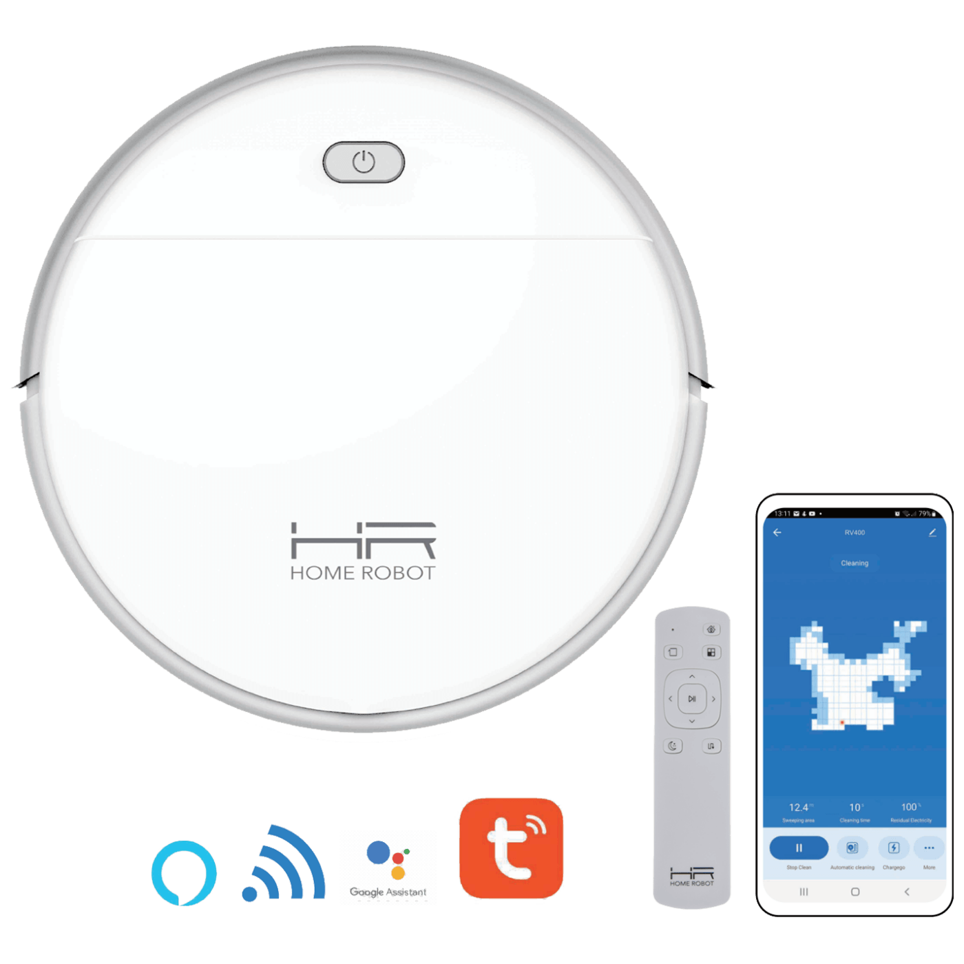 Home Robot Robot, usisavač, Wifi, HEPA filter - Homerobot RV400 White