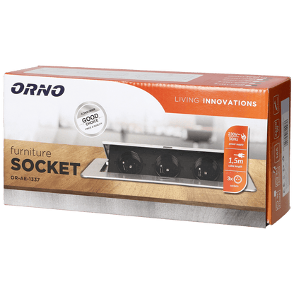 Orno Produžni kabel sa 3 x Schuko utičnice, ugradbena - OR-AE-1337(GS)/GR