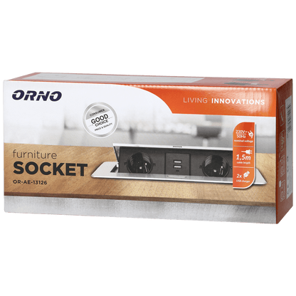 Orno Produžni kabel sa 2 x Schuko utičnice + 2 x USB, ugradbena - OR-AE-13126(GS)/G