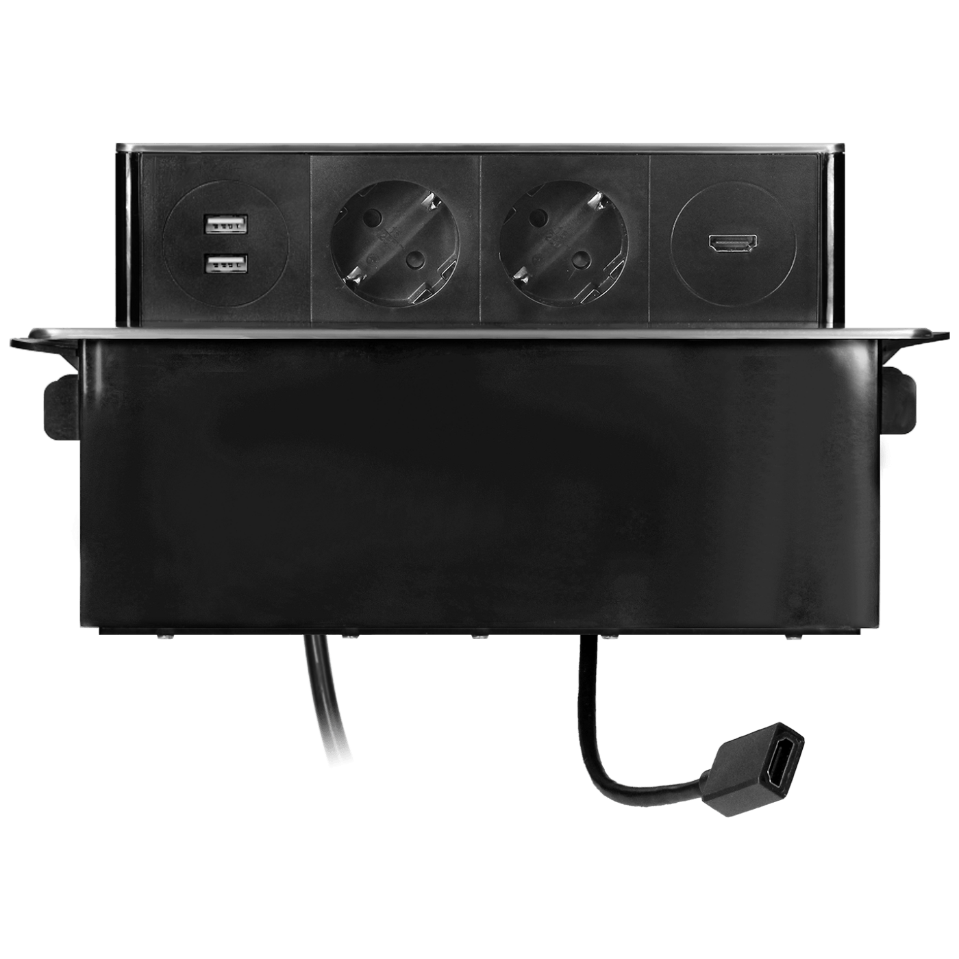 Orno Produžni kabel sa 2 x Schuko,2 x USB utičnice,HDMI,ugradbena - OR-GM-9016(GS)/B-G