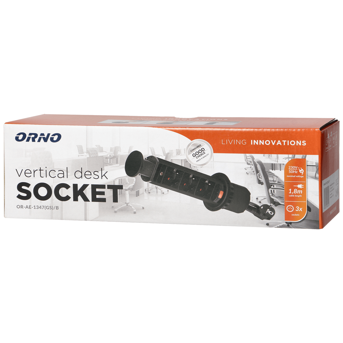 Orno Produžni kabel sa 3 x Schuko utičnice, ugradbena - OR-AE-1347(GS)/B