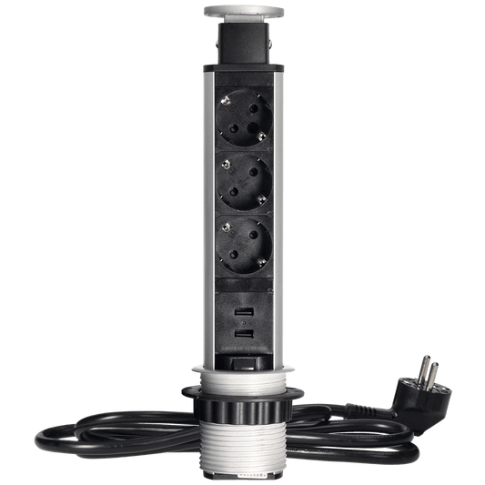 Orno Produžni kabel sa 3 x Schuko utičnice + 2 x USB, ugradbena - OR-AE-1349(GS)