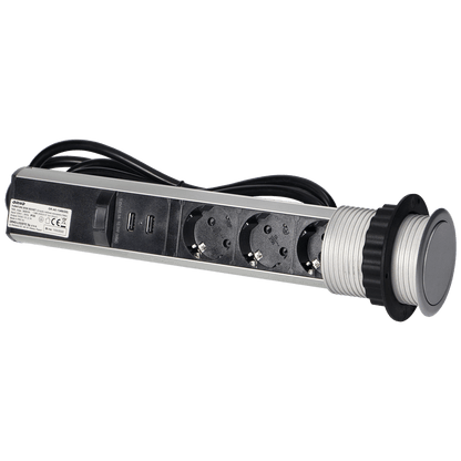 Orno Produžni kabel sa 3 x Schuko utičnice + 2 x USB, ugradbena - OR-AE-1349(GS)