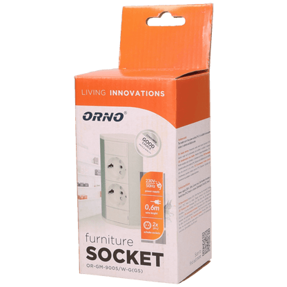 Orno Produžni kabel sa 2 x Schuko utičnice, ugradbena - OR-GM-9005/W-G(GS)