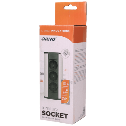 Orno Produžni kabel sa 3 x Schuko utičnice, ugradbena - OR-GM-9001/B-G(GS)