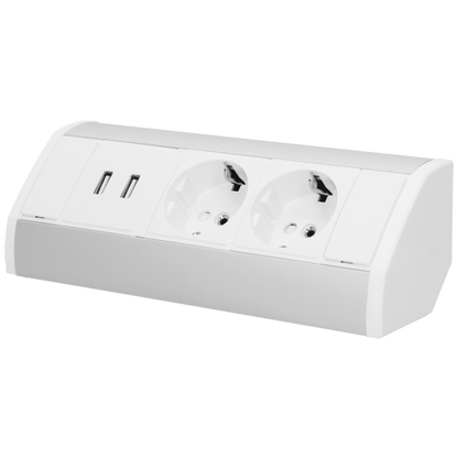Orno Produžni kabel sa 2 x Schuko utičnice, 2 x USB, ugradbena - OR-GM-9003/W-G(GS)