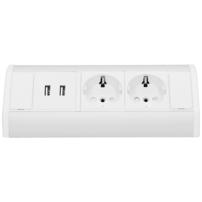 Orno Produžni kabel sa 2 x Schuko utičnice, 2 x USB, ugradbena - OR-GM-9003/W-G(GS)