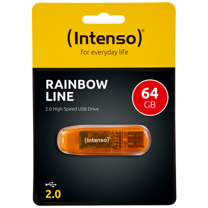 (Intenso) USB Flash drive 64GB Hi-Speed USB 2.0, Rainbow Line, ORANGE - USB2.0-64GB/Rainbow