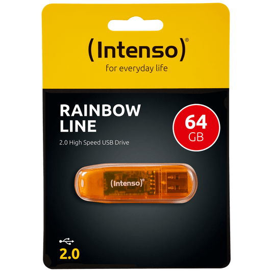 (Intenso) USB Flash drive 64GB Hi-Speed USB 2.0, Rainbow Line, ORANGE - USB2.0-64GB/Rainbow