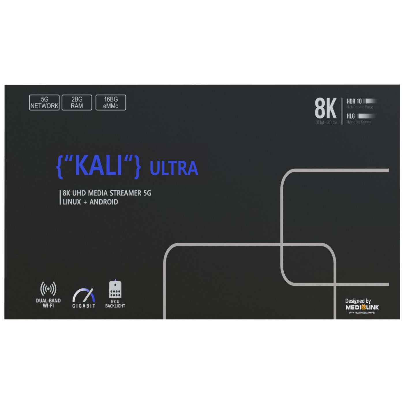 MediaLink Prijemnik IPTV@Android, UHD/4K/8K, 2GB/16GB, WiFi, Bluetooth - KALI ULTRA