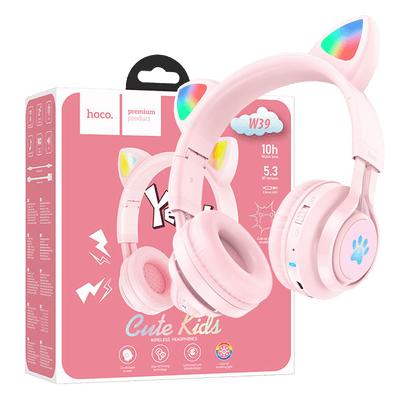 hoco. Slušalice bežične sa mikrofonom, Bluetooth, mačje uši, pink - W39 slušalice Mačje uši,Pink