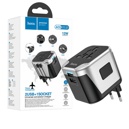 hoco. Punjač kučni, univerzalni, EU/UK/US/AU, 2 x USB,2.4 A - AC5 Level