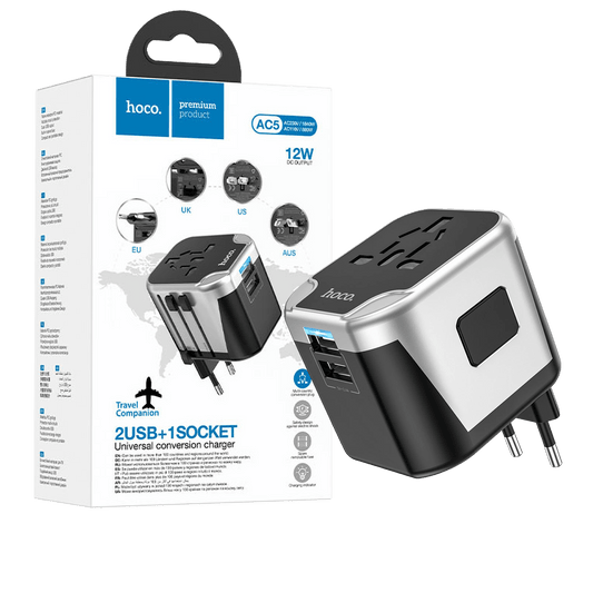 hoco. Punjač kučni, univerzalni, EU/UK/US/AU, 2 x USB,2.4 A - AC5 Level