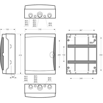 Famatel Kutija za osigurače nadžbuk, 26 osigurača, bijela, IP65 - 3926-T-KN/26
