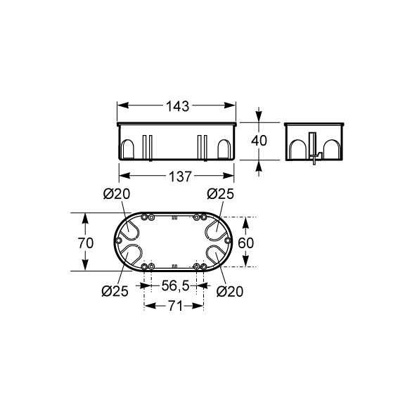 Famatel Razvodna kutija rigips dvostruka 67x39, IP30 - 3256-RKRD/67x39