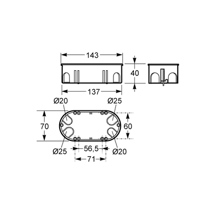 Famatel Razvodna kutija rigips dvostruka 67x39, IP30 - 3256-RKRD/67x39
