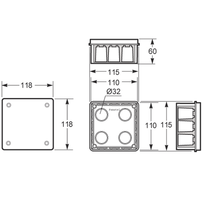 Famatel Razvodna kutija podžbuk 100x100, IP30 - 3201-RKP/100x100