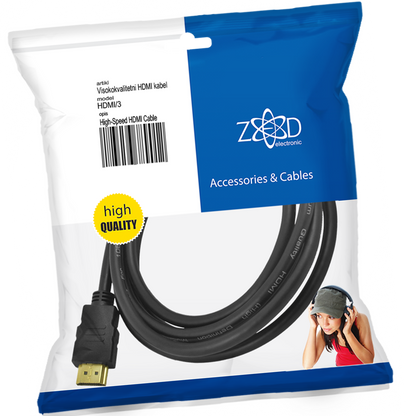 ZED electronic HDMI kabl, 3.0 met, ver. 1.4 - HDMI/3