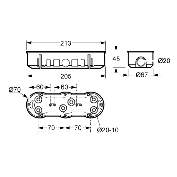 Famatel Razvodna kutija rigips trostruka 67x45, IP30 - 3257-RKRT/67x45