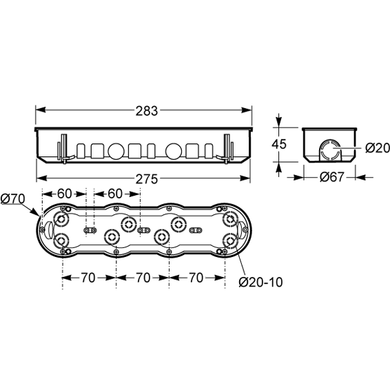 Famatel Razvodna kutija rigips četverostruka 67x45, IP30 - 3261-RKRC/67x45