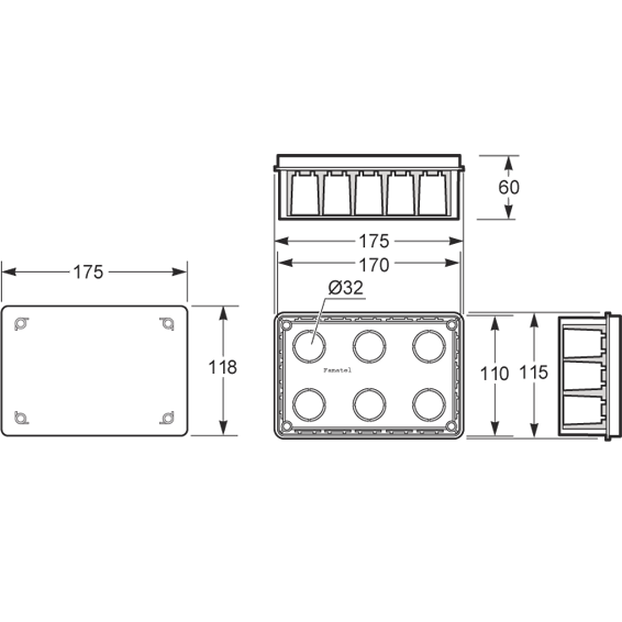 Famatel Razvodna kutija podžbuk 160x100, IP30 - 3202-RKP/160x100