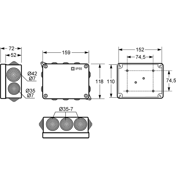 Famatel Razvodna kutija nadžbuk 153x110, vodonepropusna, IP55 - 3012-RKN/153-110