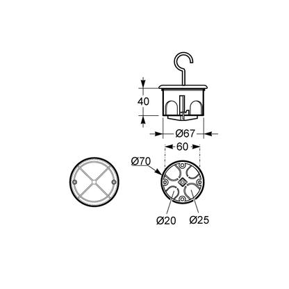 Famatel Razvodna kutija rigips sa kukom 67x39, IP30 - 3258-RKR/67x39