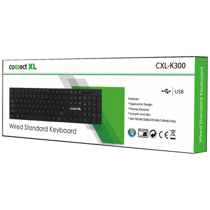 Connect XL Tastatura sa multimedijalnim tipkama, USB, SLIM, crna boja - CXL-K300