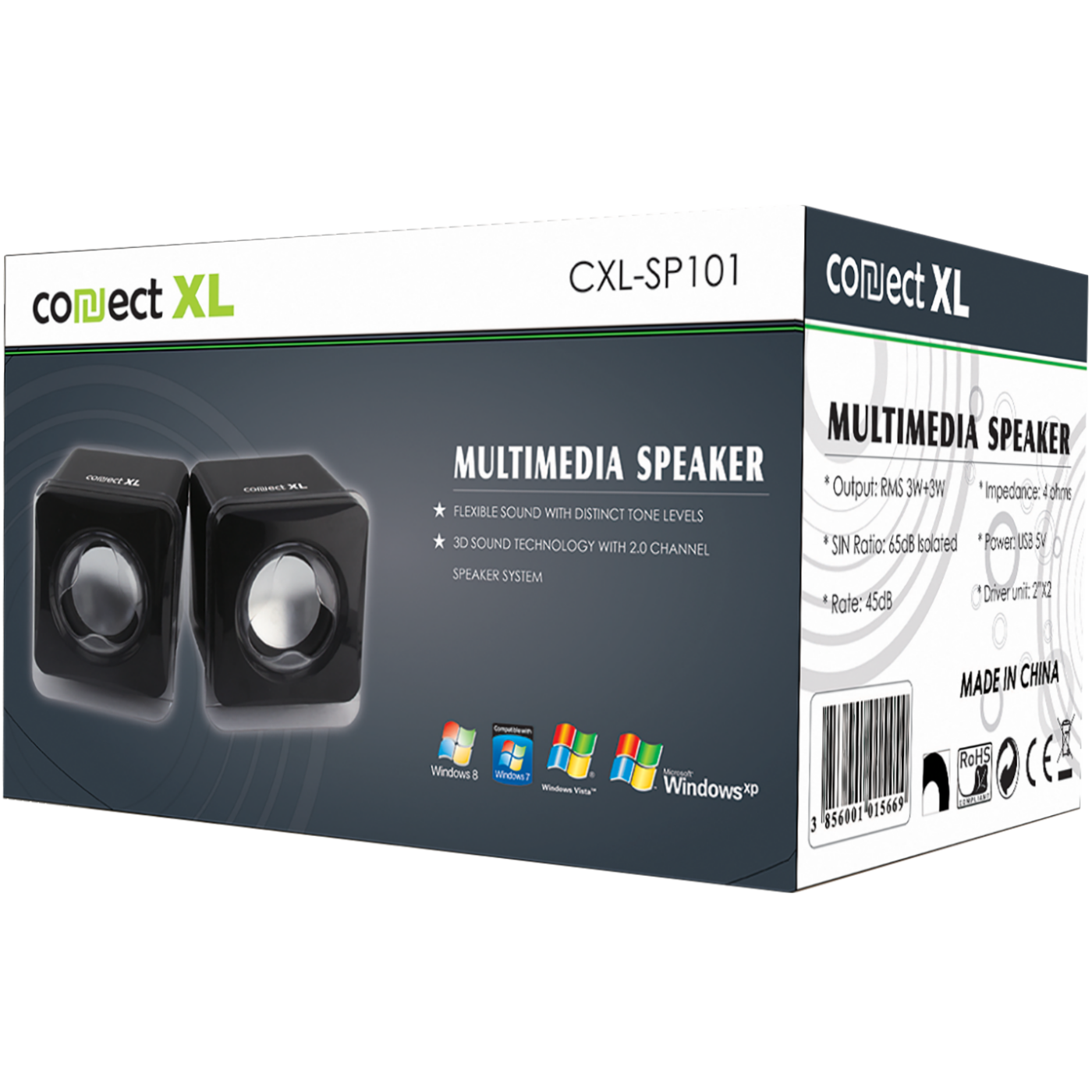 Connect XL Zvučnik, set,  2.0, USB 5V, boja crna - CXL-SP101