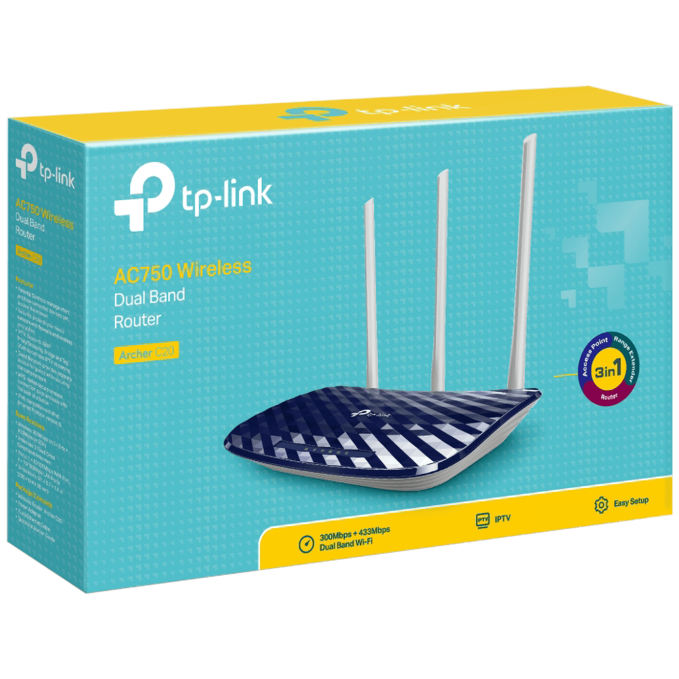 TP-LINK Wireless Router, AC750, Dual Band, up to 733Mbbps  - Archer C20