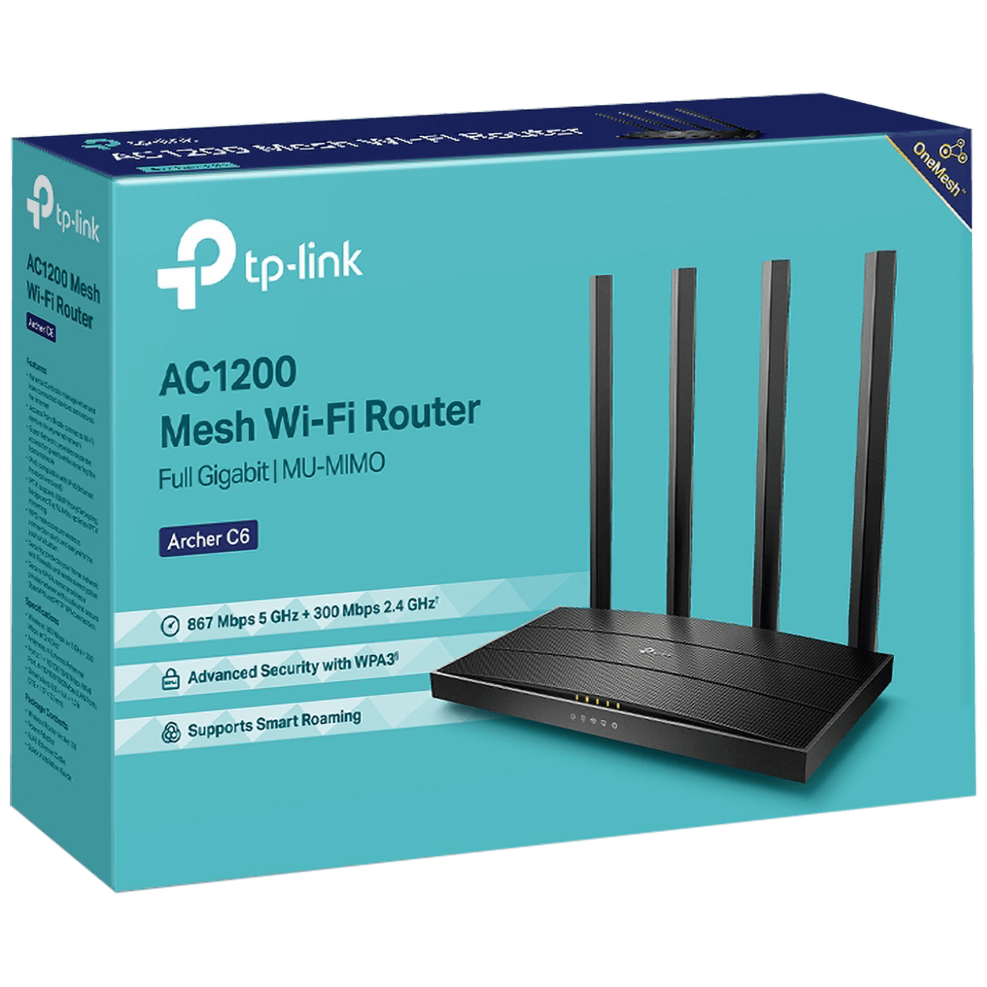 TP-LINK Wireless Router, AC1200, MU-MIMO, DualBand, up to 1167 Mbbps - Archer C6 v3.2