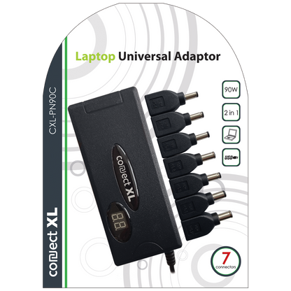 Connect XL Adapter za laptop,univerzalni, 90W, 2u1 AC+Auto, LCD display - CXL-PN90C