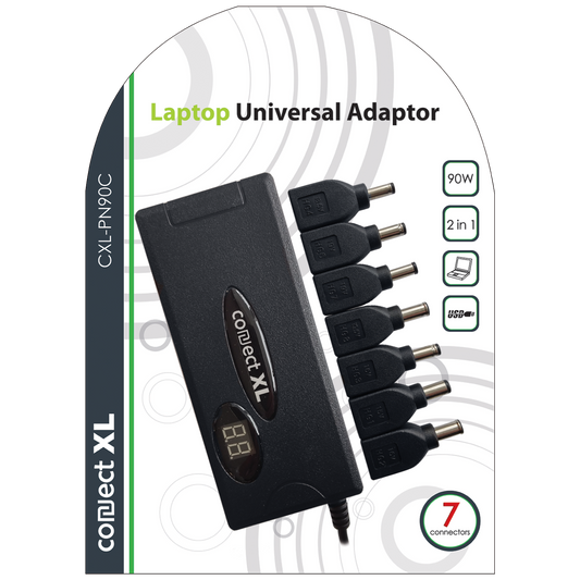 Connect XL Adapter za laptop,univerzalni, 90W, 2u1 AC+Auto, LCD display - CXL-PN90C