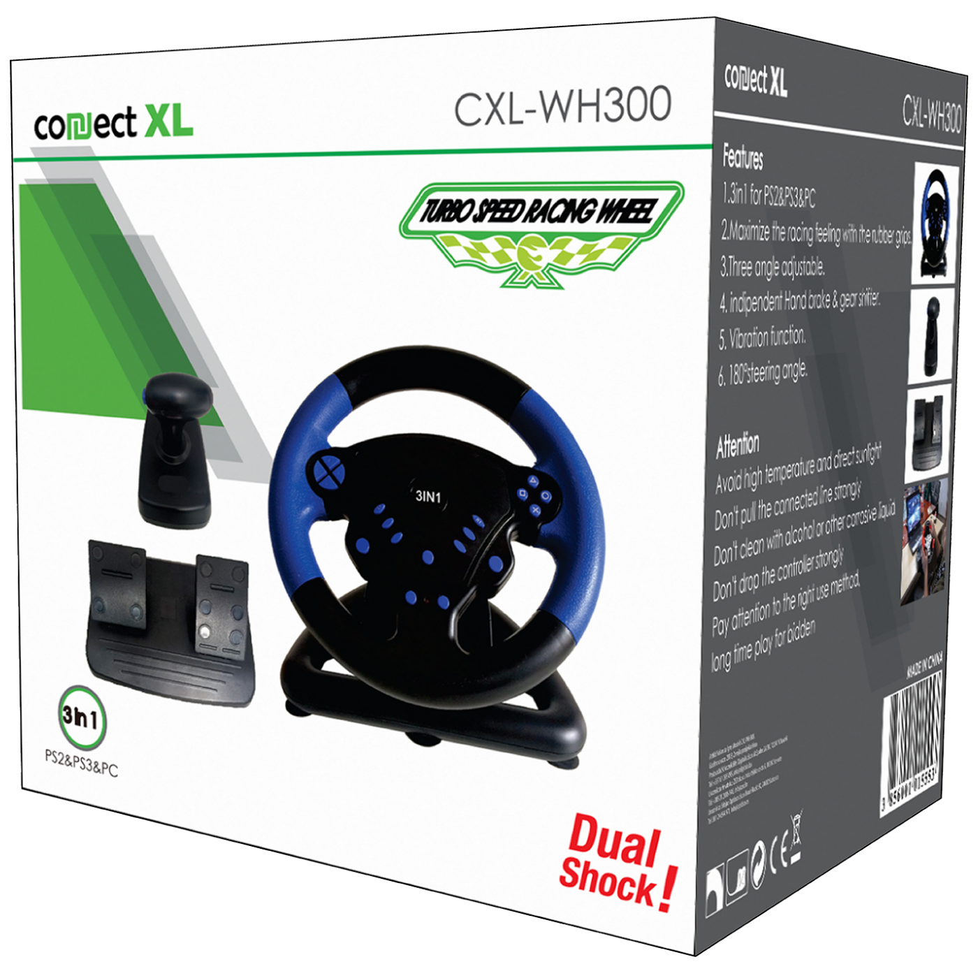Connect XL Gaming volan 3u1, PS2/PS3/PC, vibracija, pedale - CXL-WH300