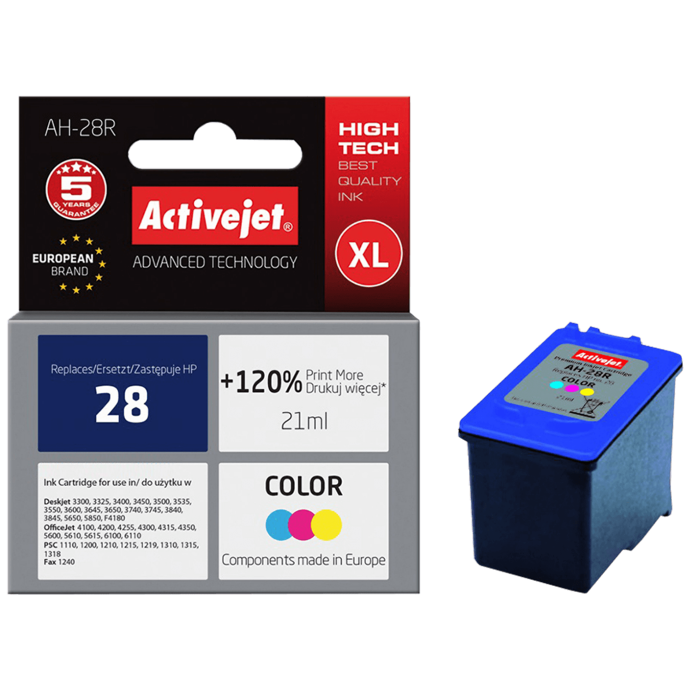 Activejet Tinta za printer, boje, zapremina 21 ml. - HP 28 C8728A; AH-28R