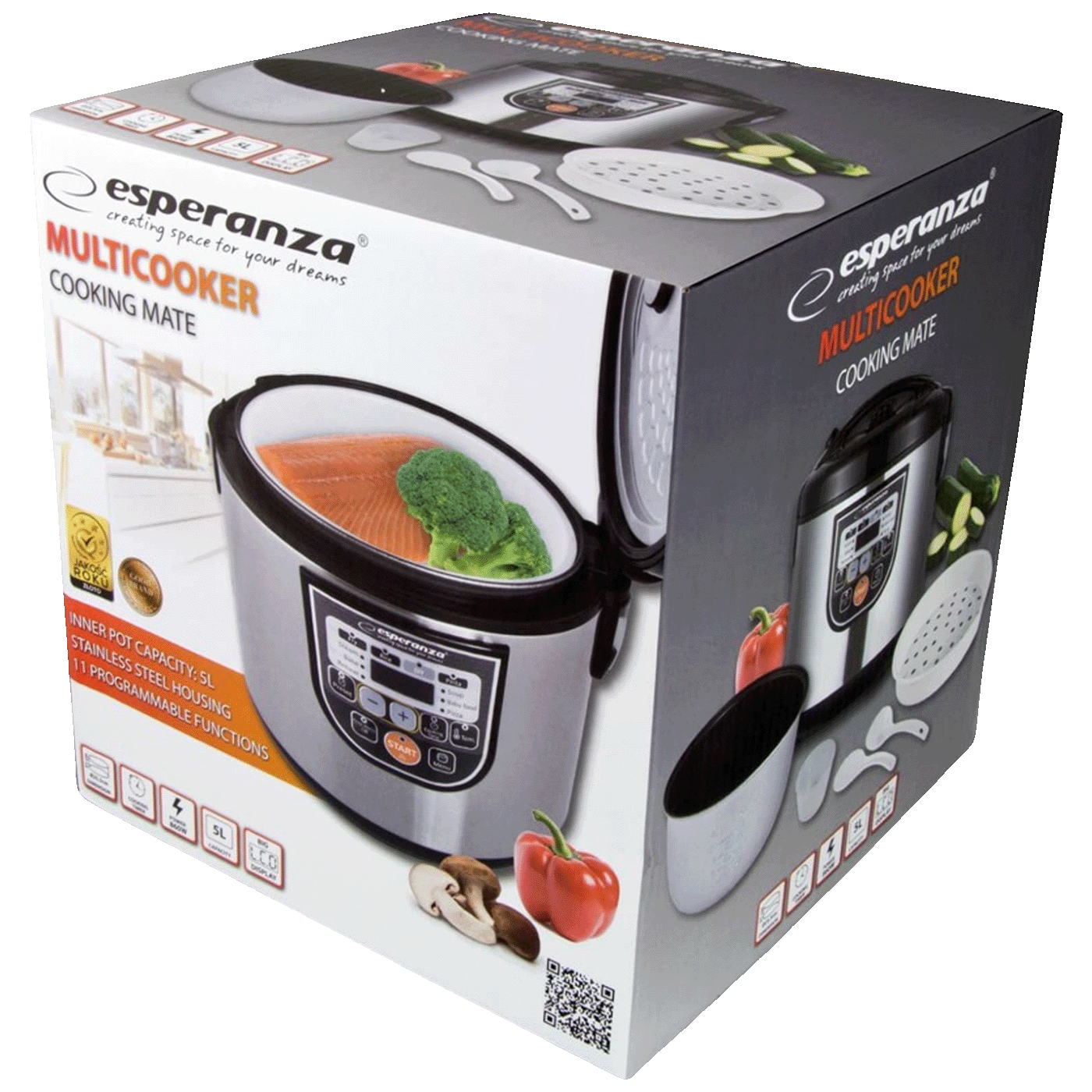 Esperanza Višenamjenski ekspres lonac, Multicooker, 860W, 5 lit. - EKG011