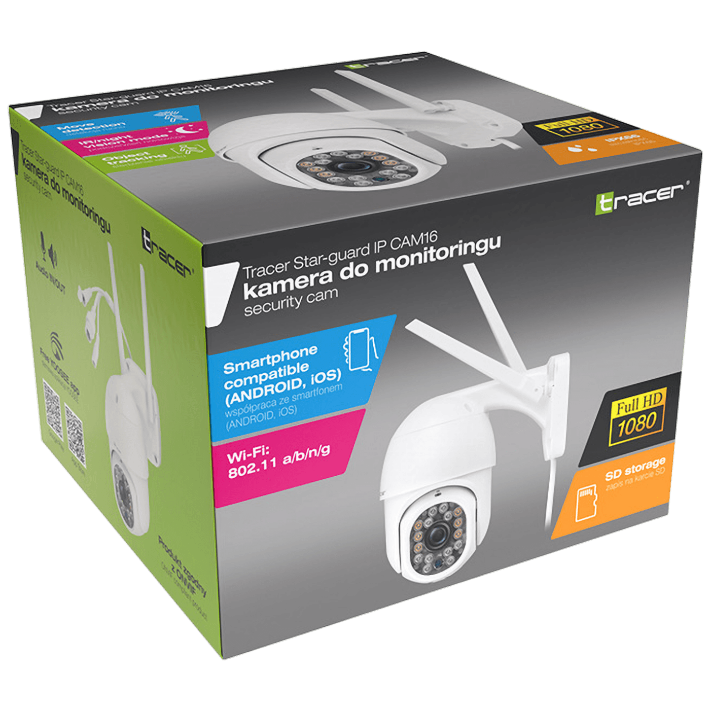 Tracer Kamera IP, za video nadzor, Outdoor, WiFi, FullHD, IP66 - IP CAM16