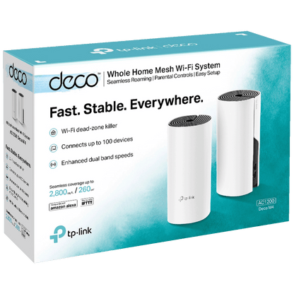 TP-LINK Wireless Mesh Extender-Access Point, Dual Band, 1167 Mbps - Deco M4 2-Pack; AC1200