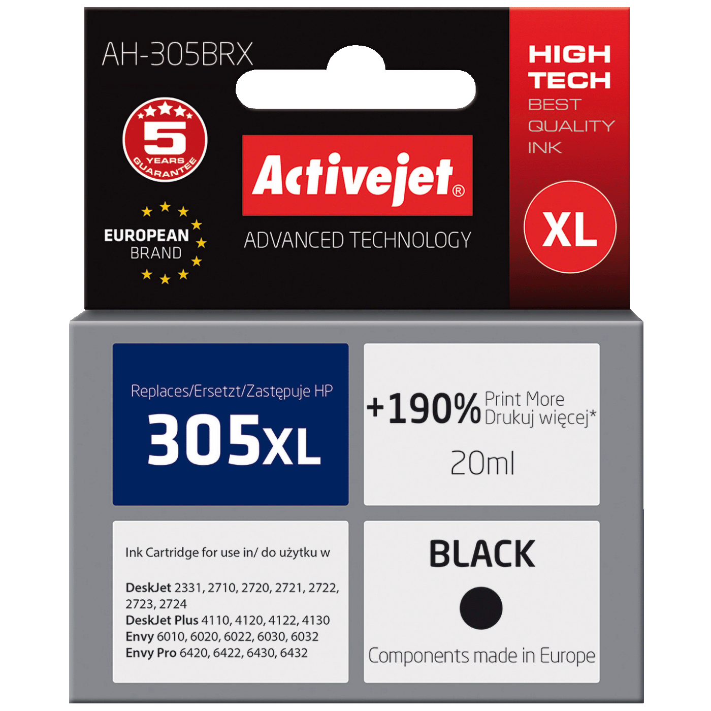 Activejet Tinta za printer, HP 305XL, crna, zapremina 20 ml. - AH-305BRX