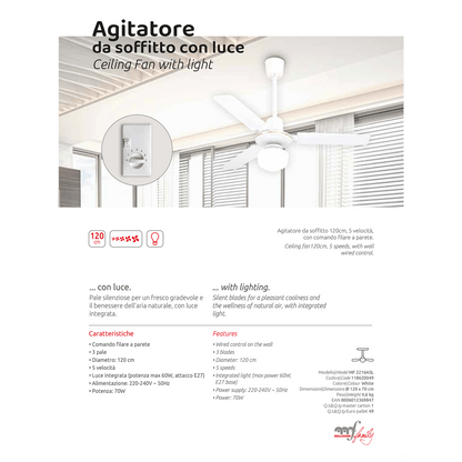 MELCHIONI family Ventilator stropni sa rasvjetom, 70W - MF 2216ASL