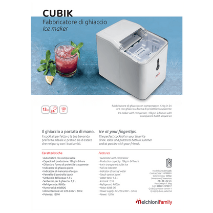 MELCHIONI family Aparat za led - Ledomat,  1.5 lit, 12kg/24 h, R600a - Cubik