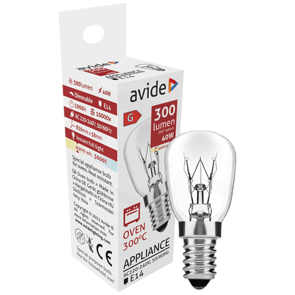 Avide Sijalica za pećnicu, 40W, E14, 3000K, 300 °C, IP20 - Oven 300 °C bulb 40W E14