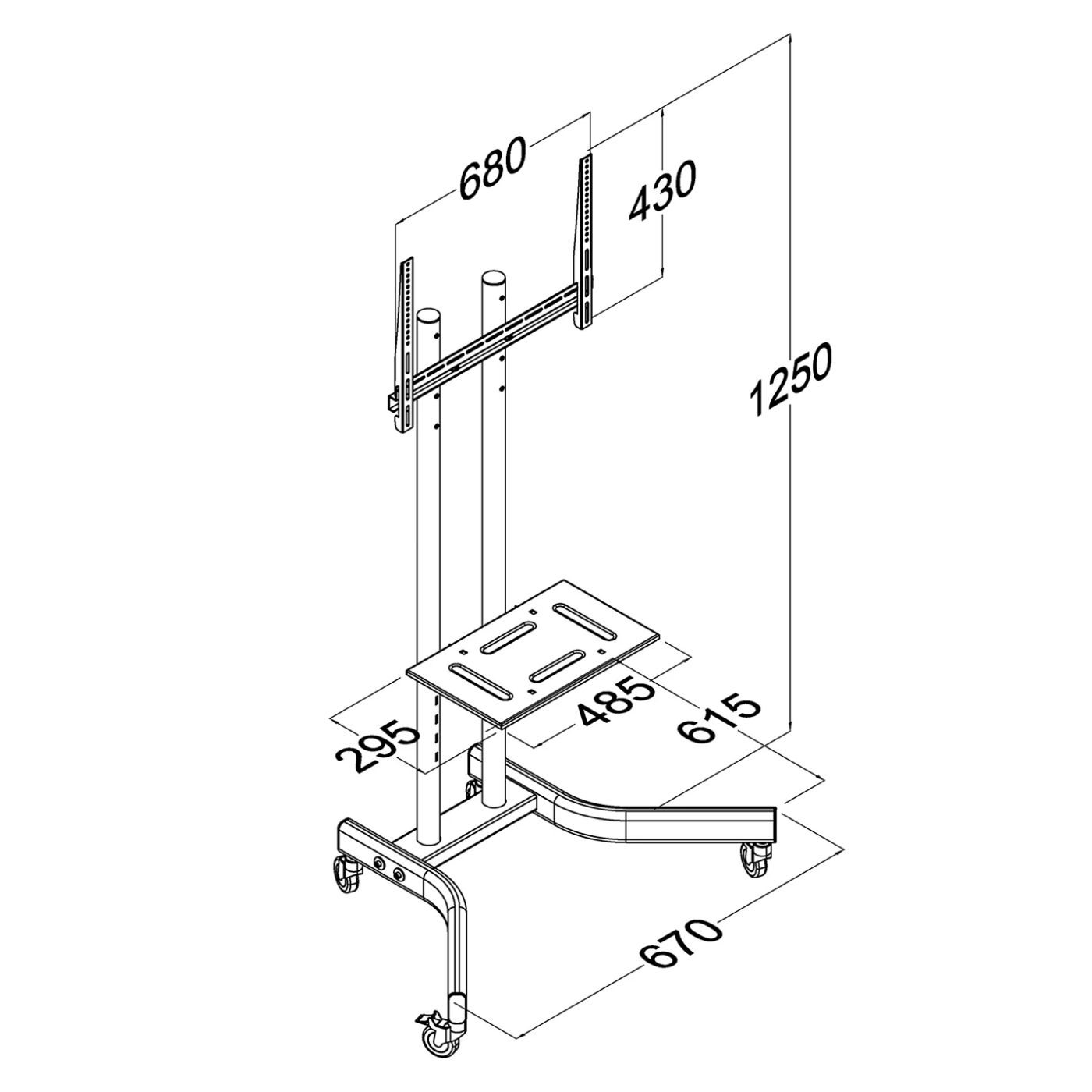Maclean Stalak/kolica za TV prijemnik, 32"- 65", 40 kg - MC-739
