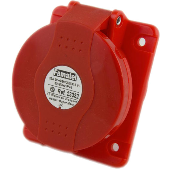 Famatel Utičnica zidna 10°, 32A/380÷415, 3 Polna (2P+E), IP44 - 23332